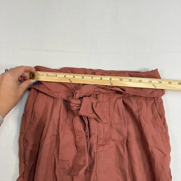 Cartonnier Anthropologie Roll Cuff Crop Trousers Womens Sz 2 High Rise Tie Waist - Picture 8 of 14